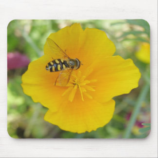 Hoverfly and Californian Poppy Mousepad