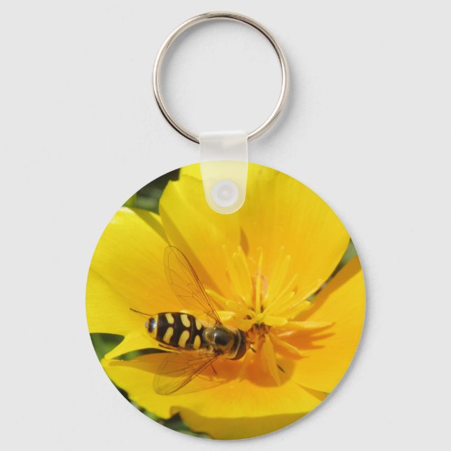 Hoverfly and Flower Keychain (Front)