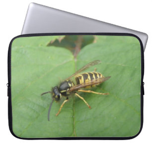 Hoverfly on a Leaf Laptop Bag