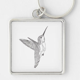 Hovering Hummingbird Sketch Keychain