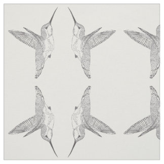 Hovering Hummingbirds Meeting Mirrored Print Fabric