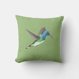 Hovering Jacobin Hummingbird - transparent.    Throw Pillow