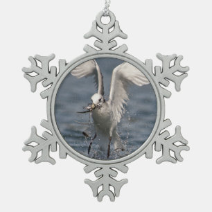 Hovering Kittiwake Snowflake Pewter Christmas Ornament
