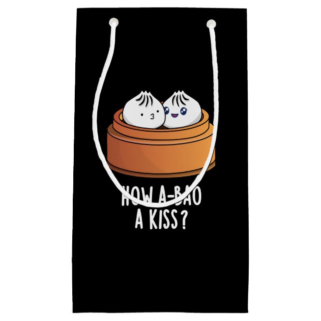 How A-bao A Kiss Funny Dimsum Pun Dark BG Small Gift Bag (Front)