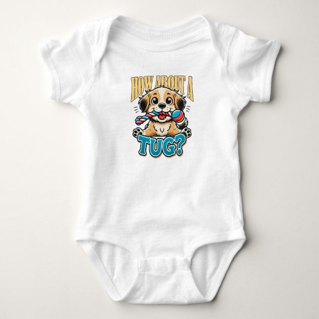 How About A Tug - Spaniel Dog Baby Bodysuit (Front)