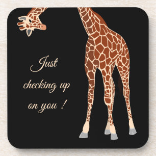 How are you black giraffe hanging funny text coaster