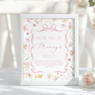 How big is belly Pink Wildflower Baby shower Poster