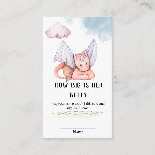 How Big Is Her Belly Baby Shower Game Enclos Enclosure Card (Front)