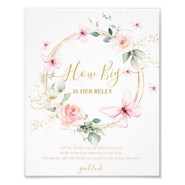 How Big Is Her Belly Baby Shower Game Photo Print (Front)