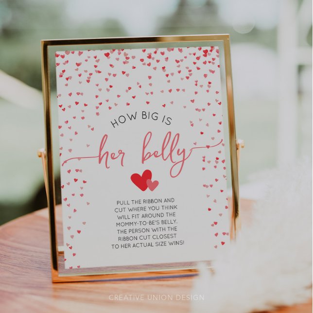 How Big Is Her Belly Baby Shower Game Sign (little sweetheart baby shower)