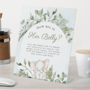 How Big Is Her Belly Boy Elephant Baby Shower Sign