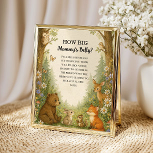 How Big Is Mommy’s Belly Woodland Baby Shower Game Poster