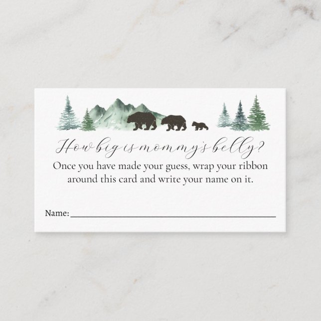 How Big is Mommy's Belly Baby Shower Game Card (Front)