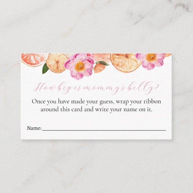 How Big is Mommy's Belly Baby Shower Game Card (Front)