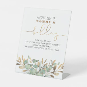 How Big Is Mommy's Belly Baby Shower Game Pedestal Sign