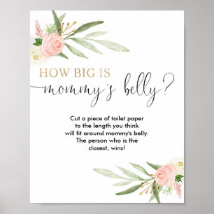 How big is mommy's belly baby shower game poster