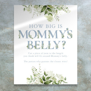 How Big Is Mommy's Belly Blue Baby Shower Poster