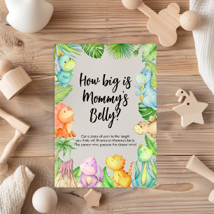 How Big Is Mommy's Belly Dinosaur Baby Shower Card
