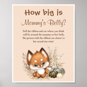 How Big Is Mommy's Belly Fall Baby Shower Game Poster