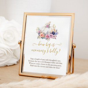 How Big Is Mommy's Belly Game Pumpkin Baby Shower Poster