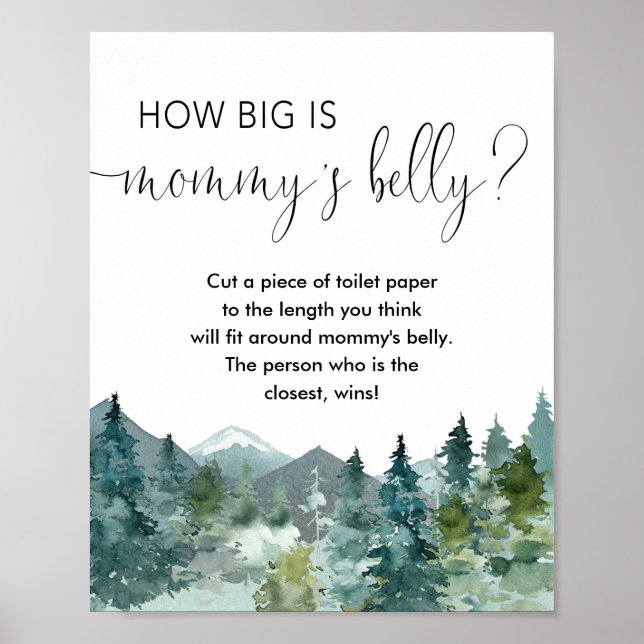 How big is mommy's belly game rustic mountains poster (Front)