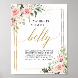 How big is mommy's belly game sign blush pink gold