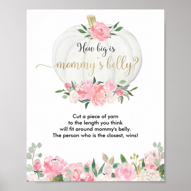 How big is mommy's belly pumpkin baby shower game poster (Front)
