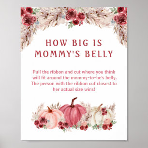 How Big Is Mommy's Belly Pumpkin Baby Shower Game Poster