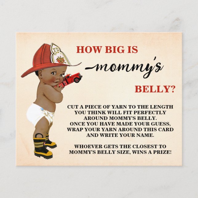 How Big Mommy's Belly AA Fireman Shower Game Card (Front)