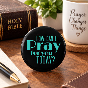 How Can I Pray For You Today Black Blue Retro 2 Inch Round Button