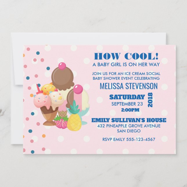 How Cool baby Shower Ice Cream Social Invitation (Front)