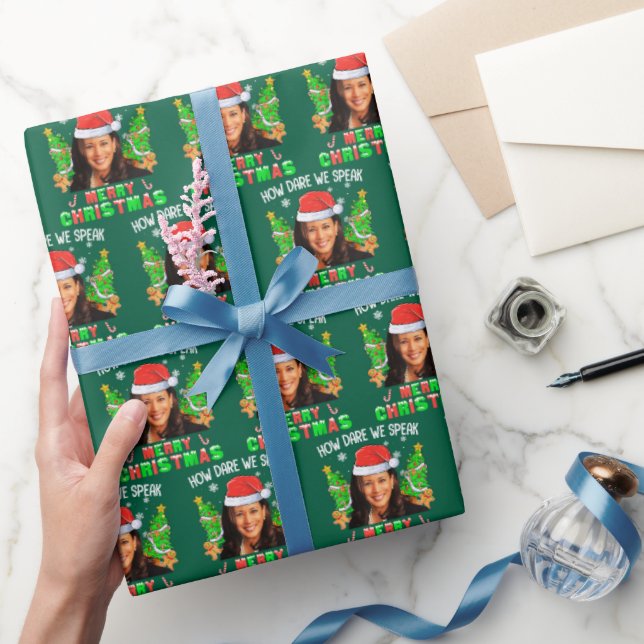 How Dare We Speak Merry Christmas Kamala Harris Wrapping Paper (Gifting)
