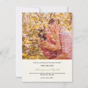 How Do I Love Thee Poetry Romantic Vintage Script Save The Date
