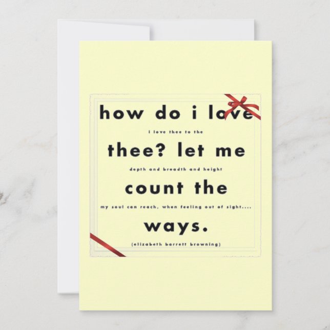 How Do I Love Thee Quote Wedding Anniversary Card (Front)