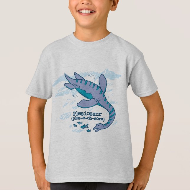How do you say Plesiosaur kids dinosaur t-shirt (Front)