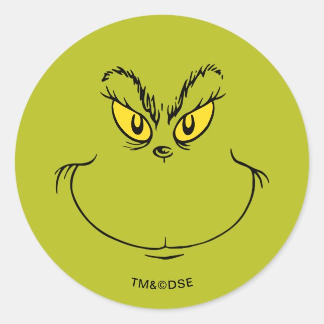 How Grinch Stole Christmas Face Classic Round Sticker (Front)