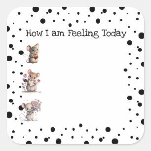 'How I am Feeling' Mice Journal  Square Sticker