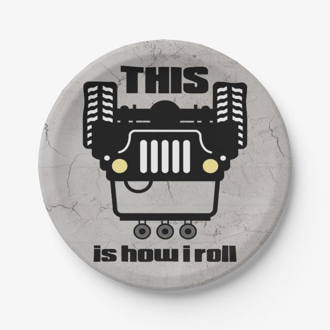 How I Roll | 4x4 Off-Road Rock Crawler Truck Paper Plate (Front)