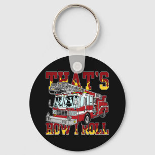 How I Roll Fire Truck Keychain