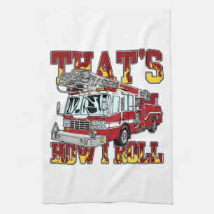 How I Roll Fire Truck Kitchen Towel
