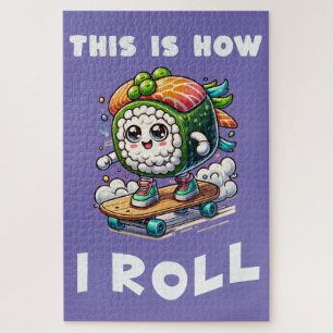 How i Roll Kawaii Skateboarding Sushi Jigsaw Puzzle