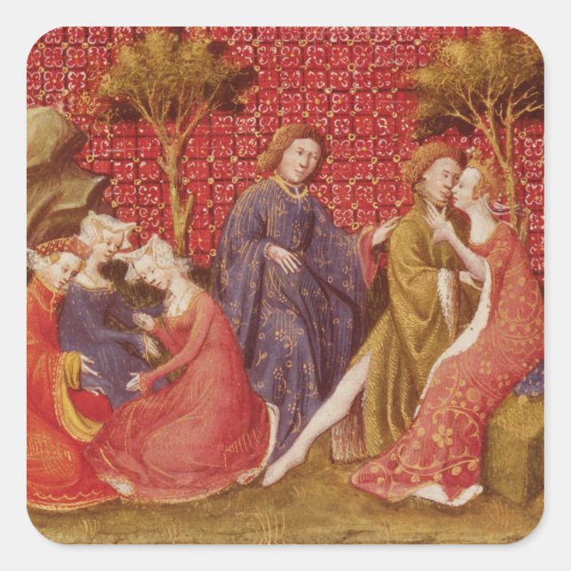 How Lancelot kissed Guinevere Square Sticker (Front)