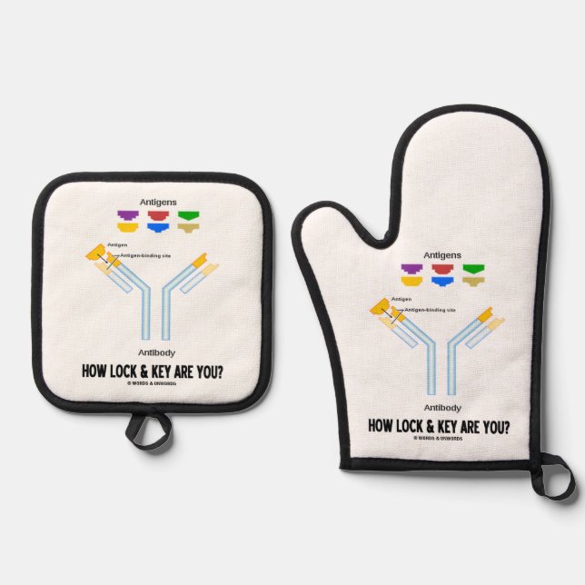 How Lock And Key Are You? Antigen Antibody Humour Oven Mitt & Pot Holder Set (Front)