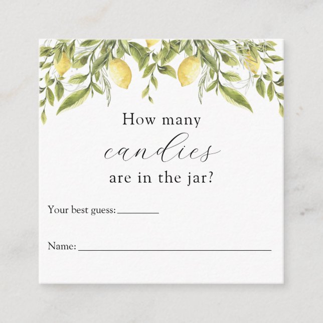 How Many Are in the Jar Shower Game Enclosure Card (Front)