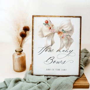 How many Bows Floral Bow Baby Shower Poster