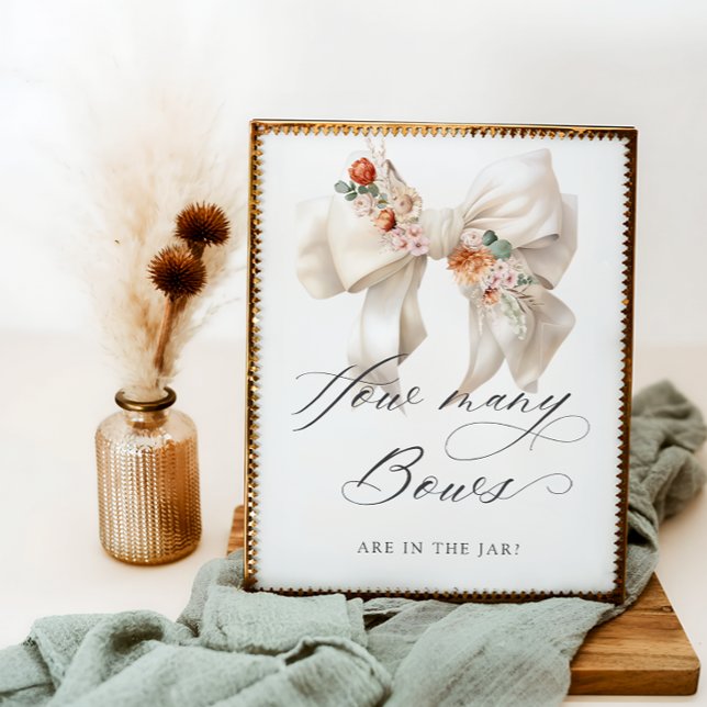 How many Bows Floral Bow Baby Shower Poster (Creator Uploaded)
