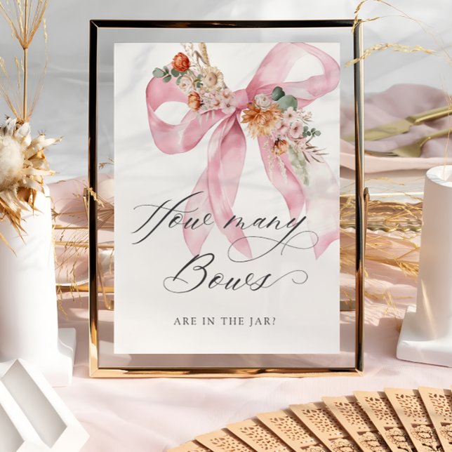 How many Bows Floral Pink Bow Baby Shower Poster (Creator Uploaded)