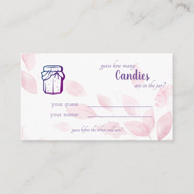 How many Candies Bridal Shower Game Card (Front)