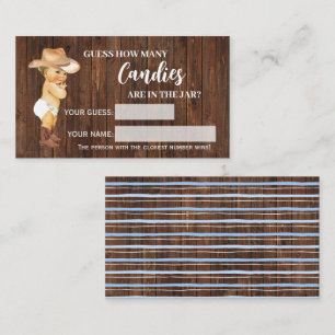 How Many Candies Cowboy Baby Shower Game Card