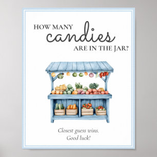 How Many Candies Farmers Market Baby Boy Shower Poster